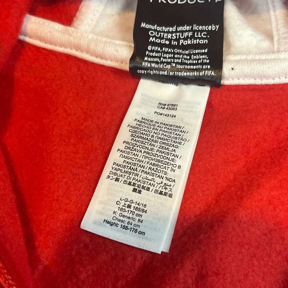 FIFA Womens World Cup 2023 Canada Hoodie Red Full Zip Youth Large 14/16 NWT